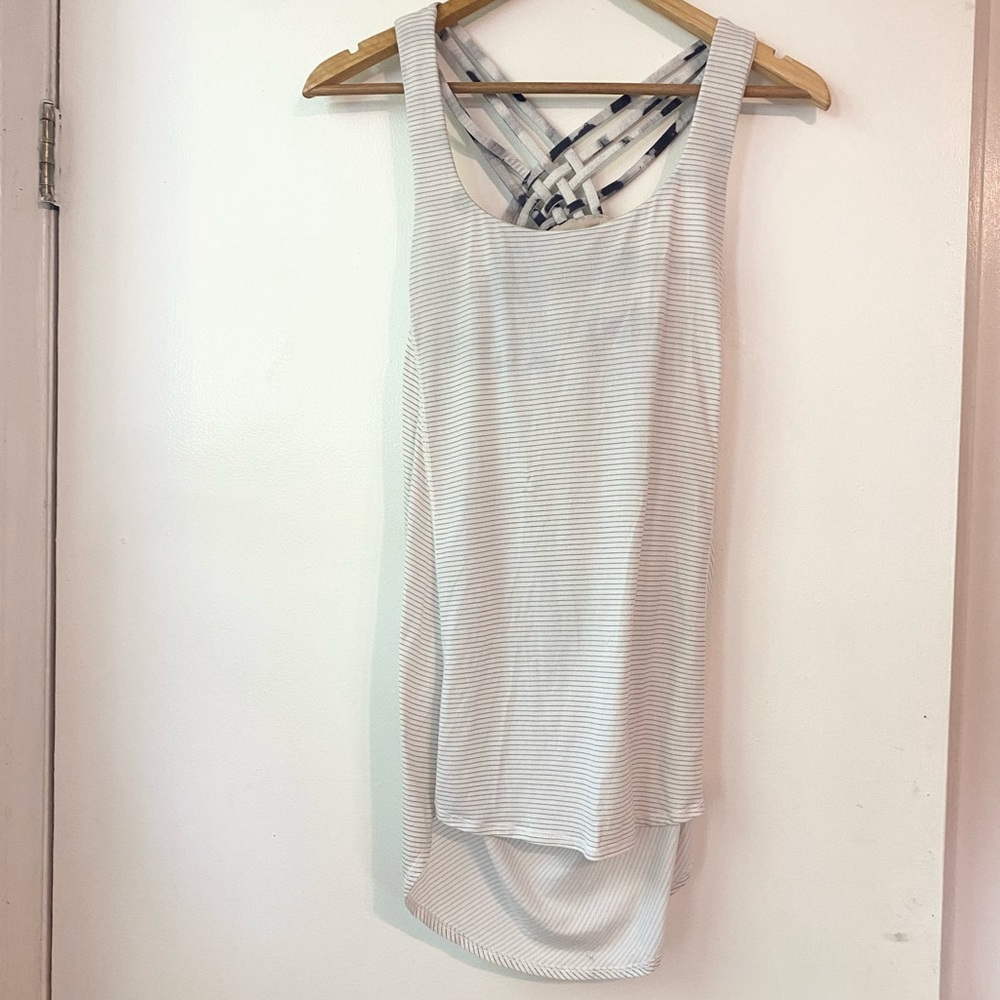 Lululemon striped tank top with built in strappy bra